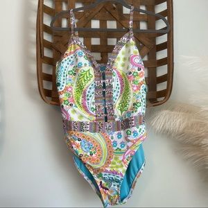 Bleu Rod Beattie Paisley One Piece Swimsuit NWOT